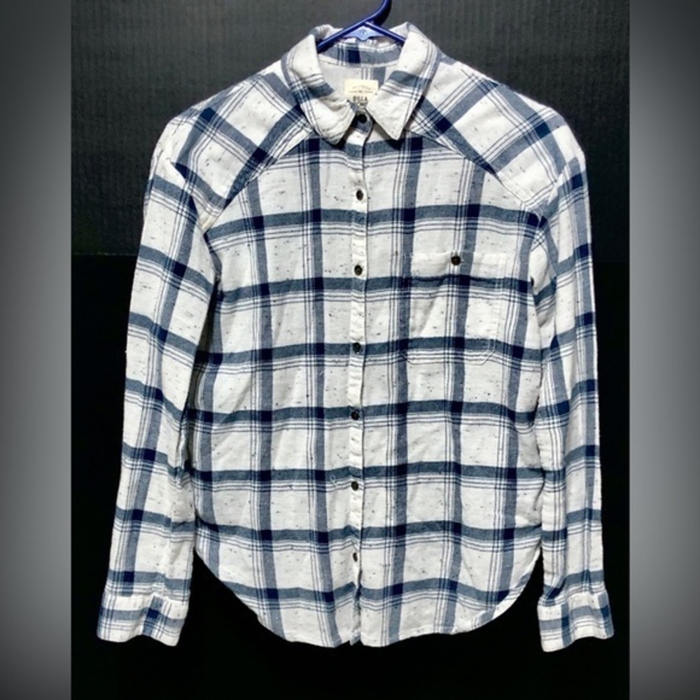 💫Billabong Cotton Blue White Plaid Button Down Shirt